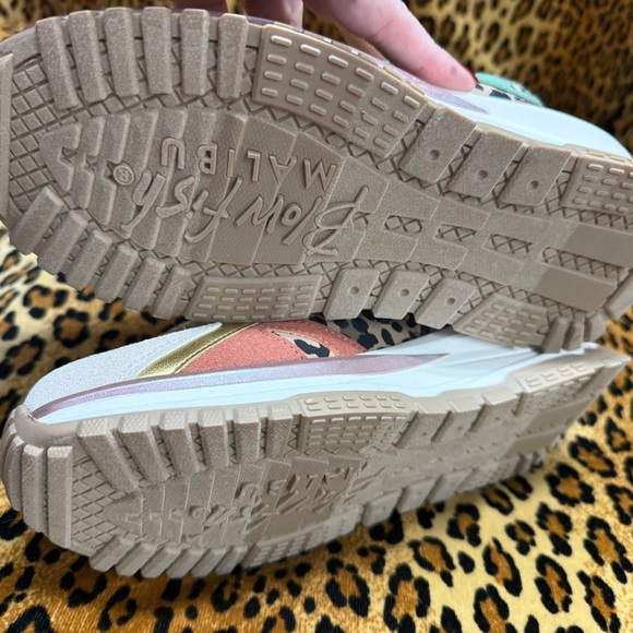 New Blowfish Malibu Leopard Print Sneakers with Gold and Pink Accents - Picture 4 of 7